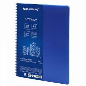 Тетрадь А4 80л клетка/гребень BRAUBERG 